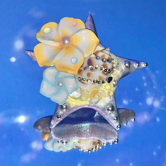 【Whispering Waves】 Azure Esacpe Handmade Polymer Clay Ring