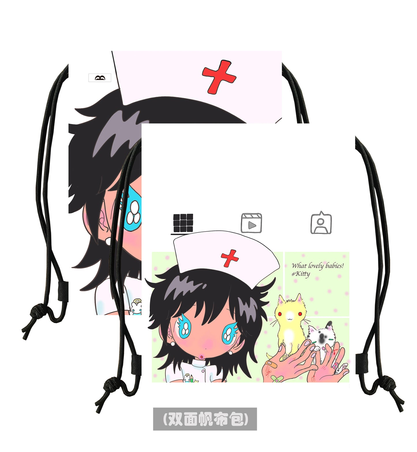 TakeaBreak Angel Costume Series Double-sided Printed Waterproof Thick Canvas Drawstring Bag