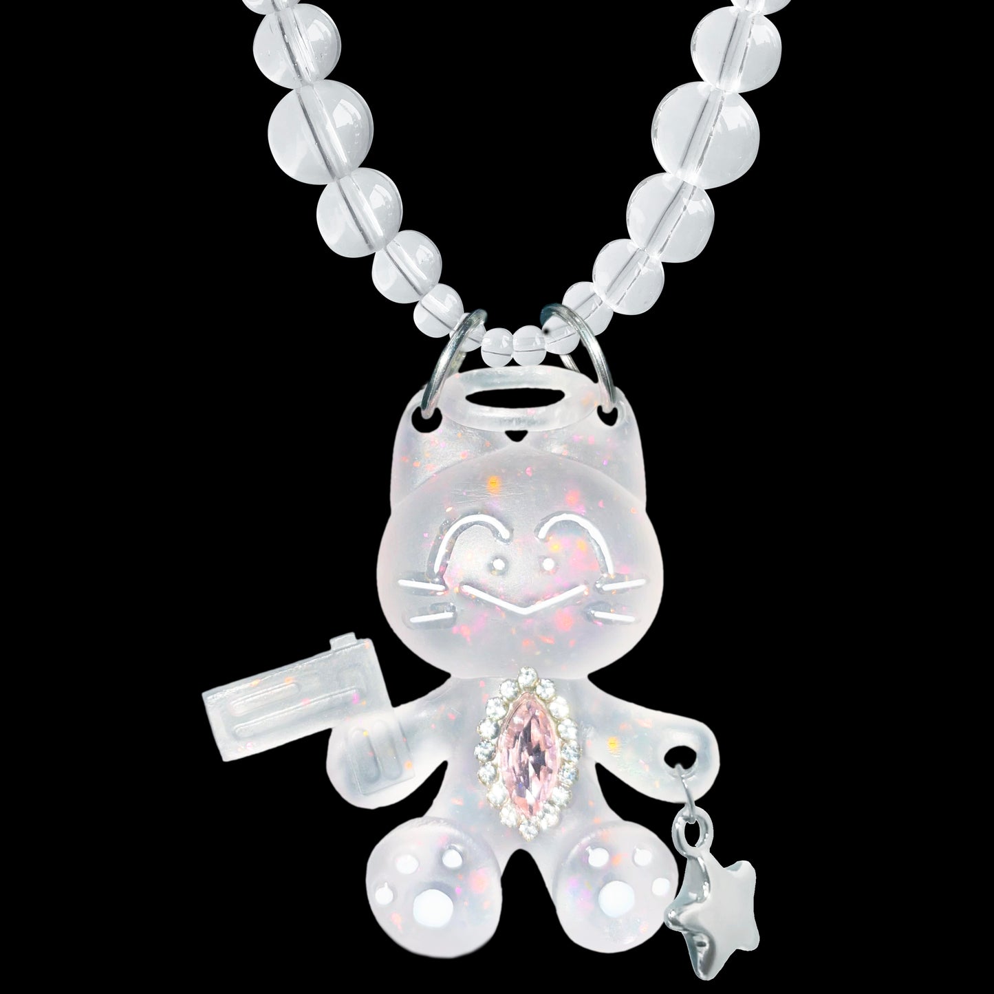 A dirty monkey The Twins Killers - Cat and Dog Agents Original Transparent Crystal Necklace
