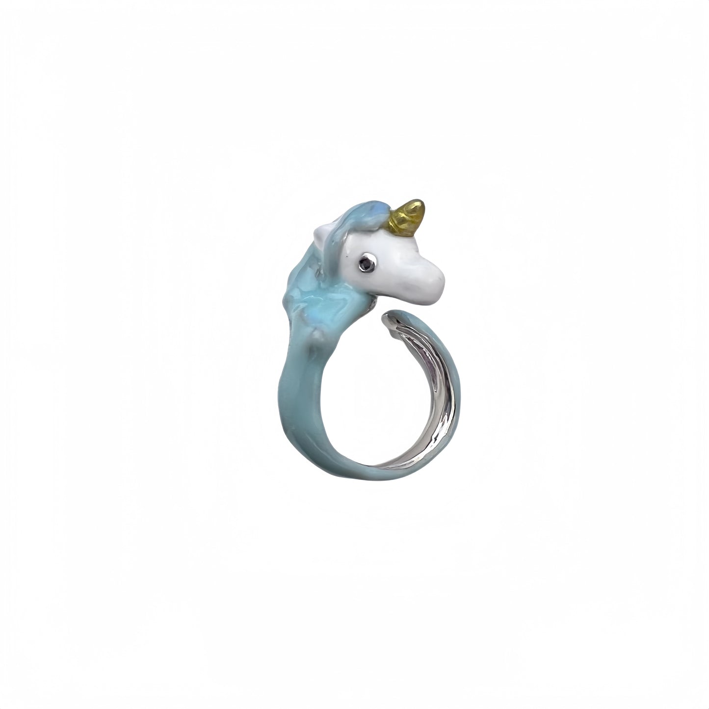 Pokémon-Style Charmander/Unicorn Drip-Glaze Adjustable Ring