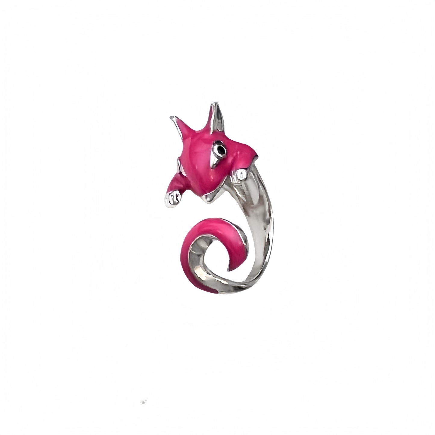 Pokémon-Style Charmander/Unicorn Drip-Glaze Adjustable Ring