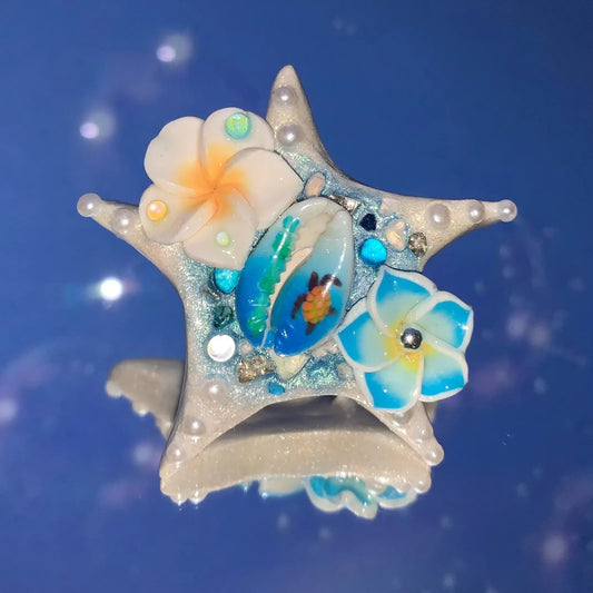 【Whispering Waves】Seaside Escape Handmade Polymer Clay Ring