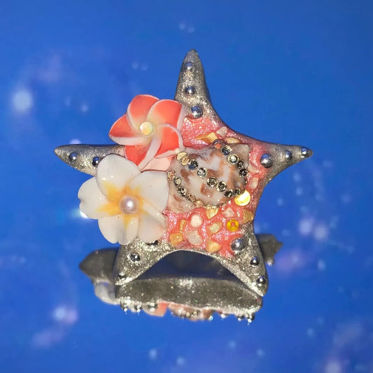 【Whispering Waves】 SunsetGlow Handmade Polymer Clay Ring