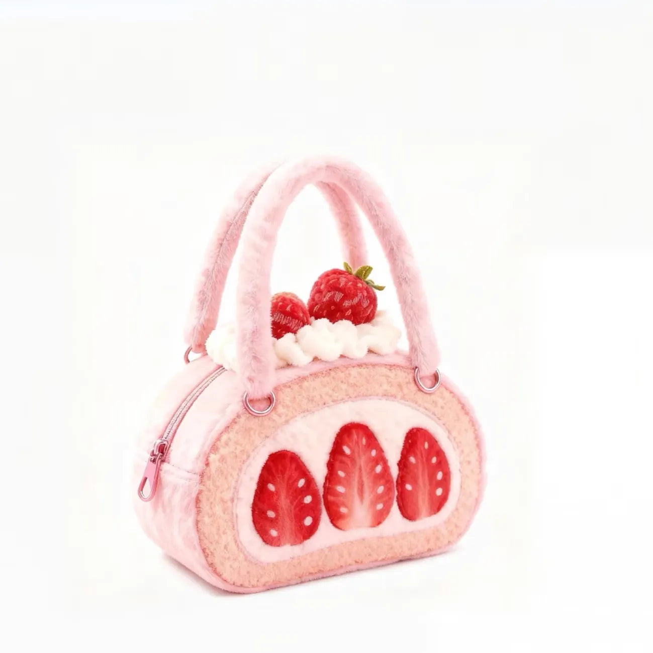 🍓Strawberry Swiss Roll Fur-Padded Bag