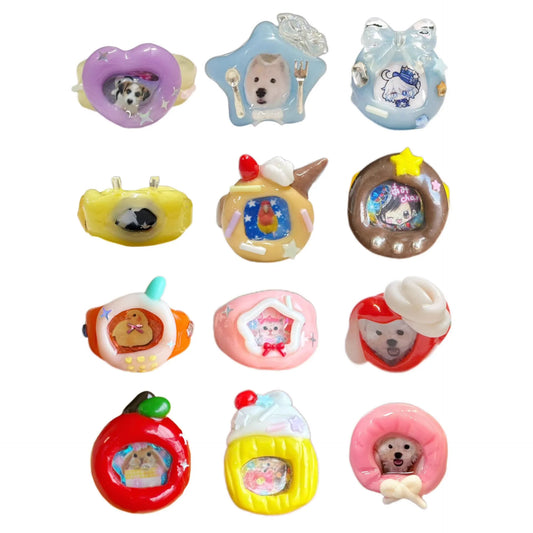 🐶🐱Custom Photo Stone Clay Rings