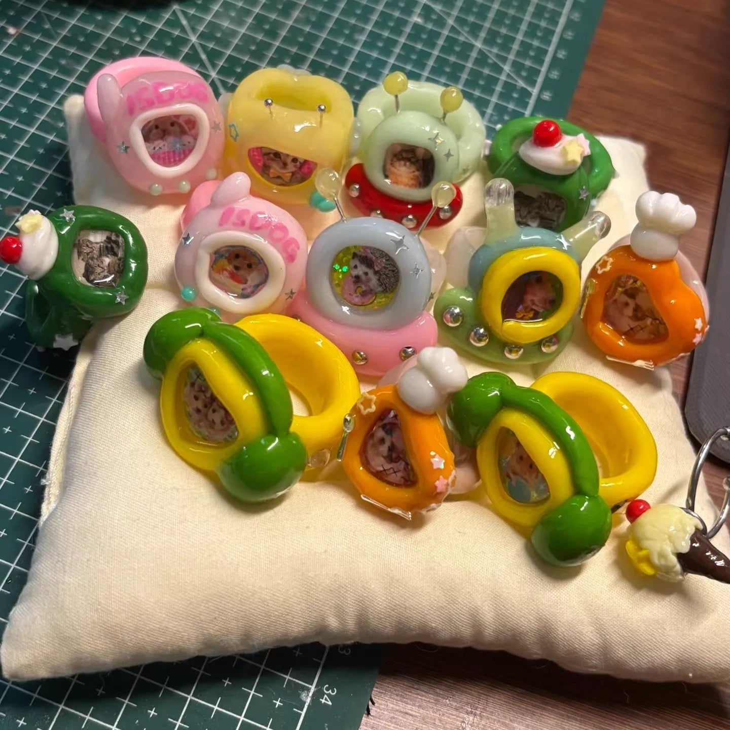 🐶🐱Custom Photo Stone Clay Rings