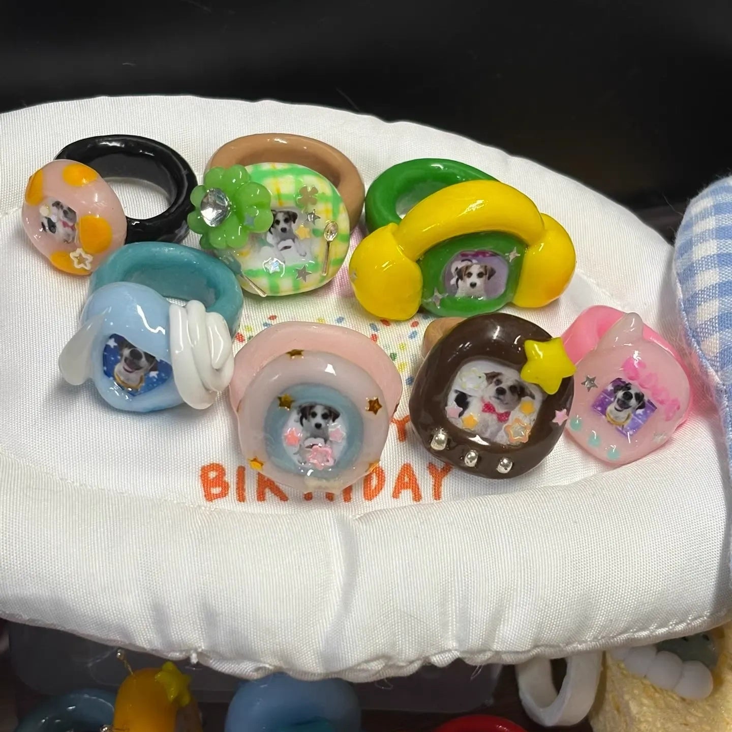 🐶🐱Custom Photo Stone Clay Rings