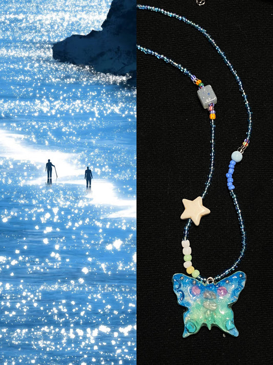 【Oil-Painted Butterfly Dream Pendant】B Handmade Polymer Clay Necklace
