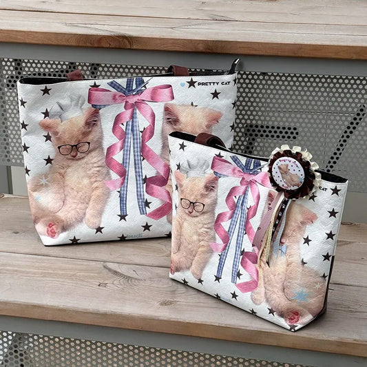 Kitten-shaped Dupont paper tote bag