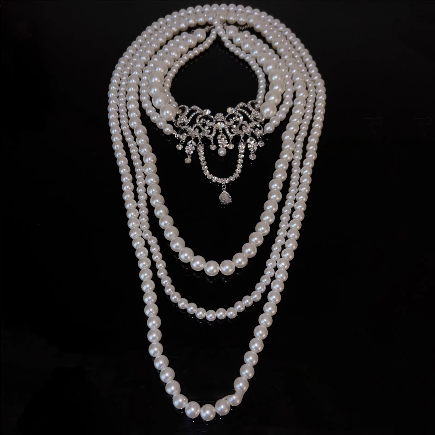 4-Strand Multi-Layer Faux Pearl Necklace