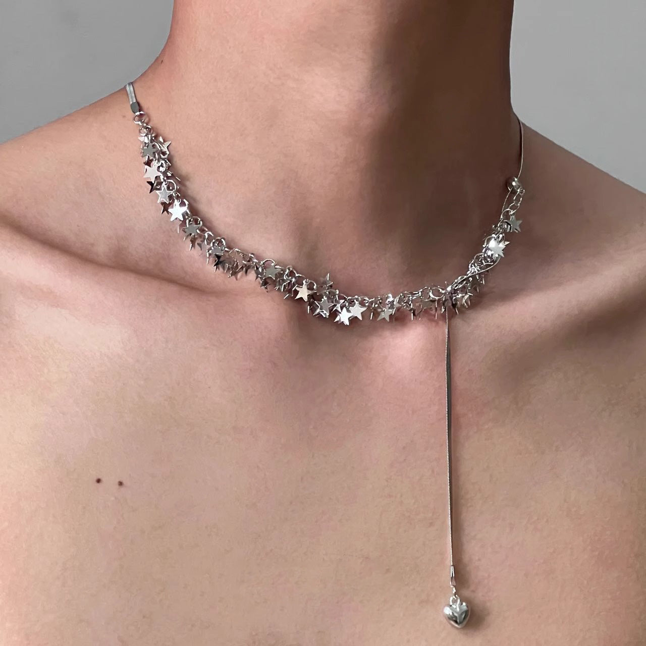 Sparkling Shattered Star Pull-On Sequin Necklace