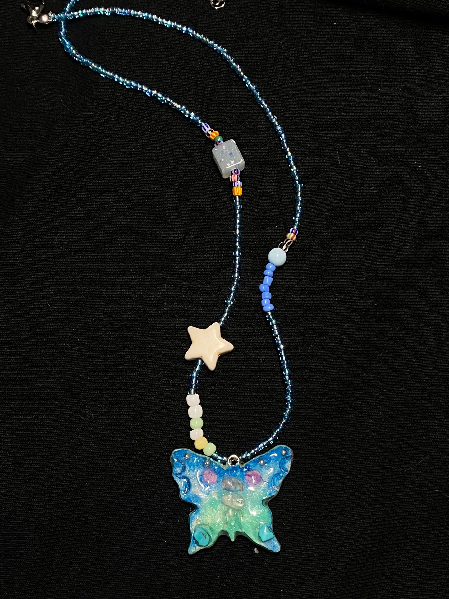 【Oil-Painted Butterfly Dream Pendant】B Handmade Polymer Clay Necklace