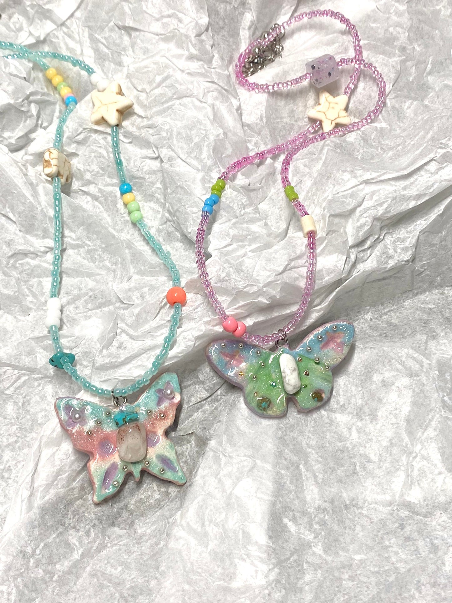 【Oil-Painted Butterfly Dream Pendant】A Handmade Polymer Clay Necklace