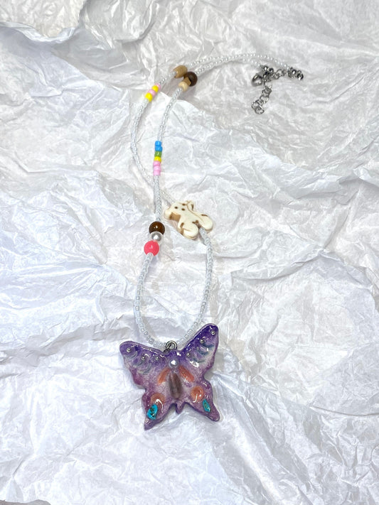 【Oil-Painted Butterfly Dream Pendant】D Handmade Polymer Clay Necklace