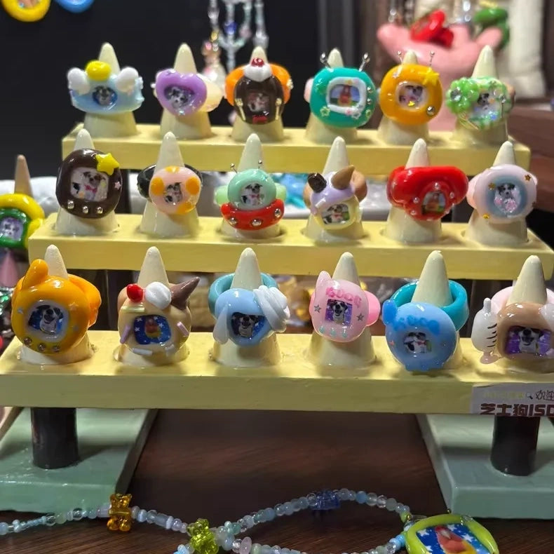 🐶🐱Custom Photo Stone Clay Rings