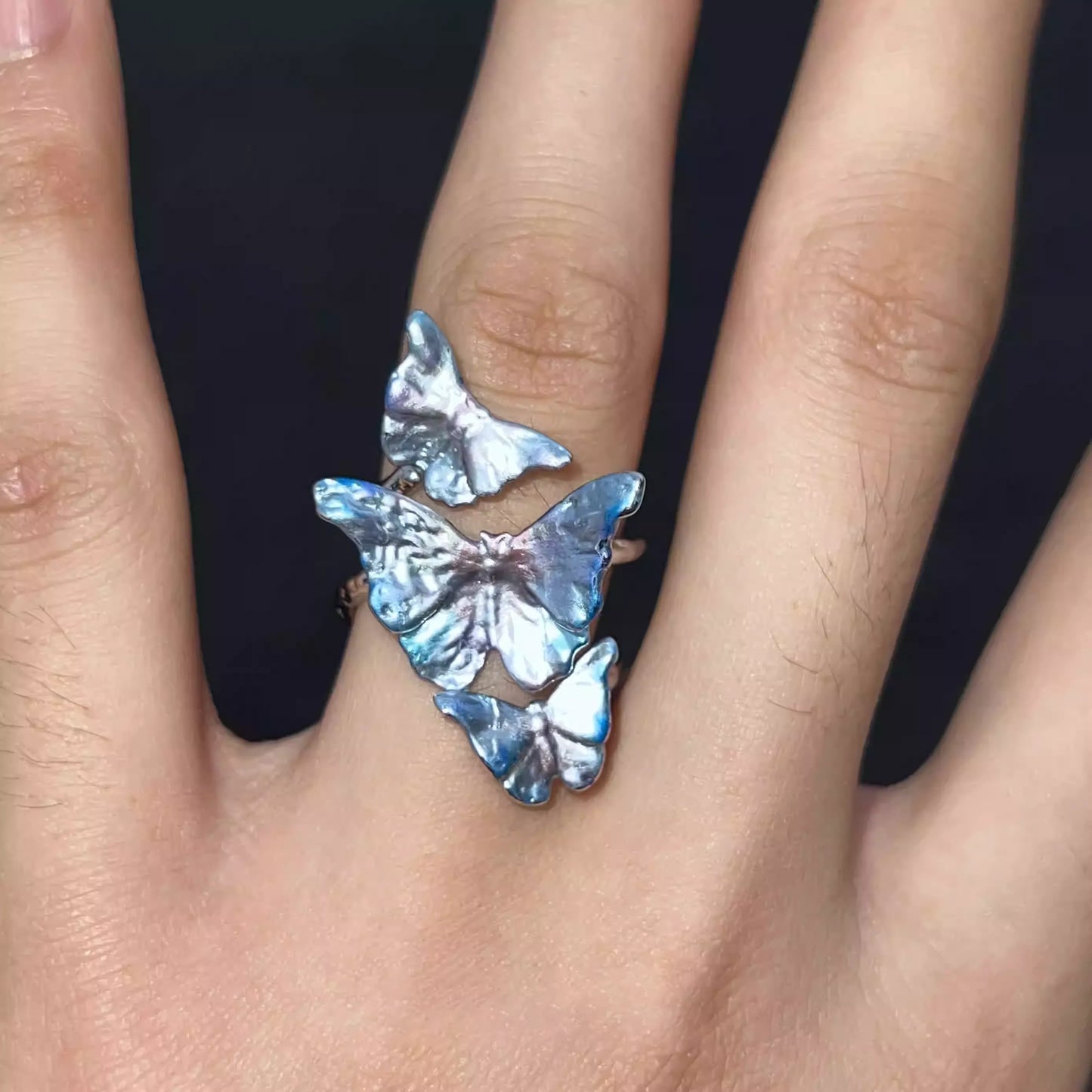 Iridescent Gradient Butterfly Ring