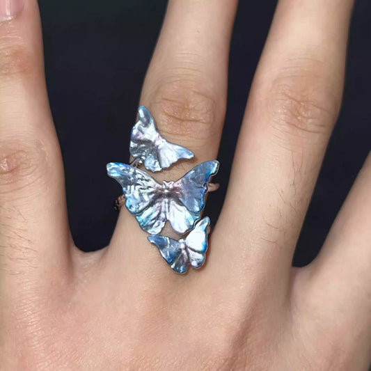 Iridescent Gradient Butterfly Ring