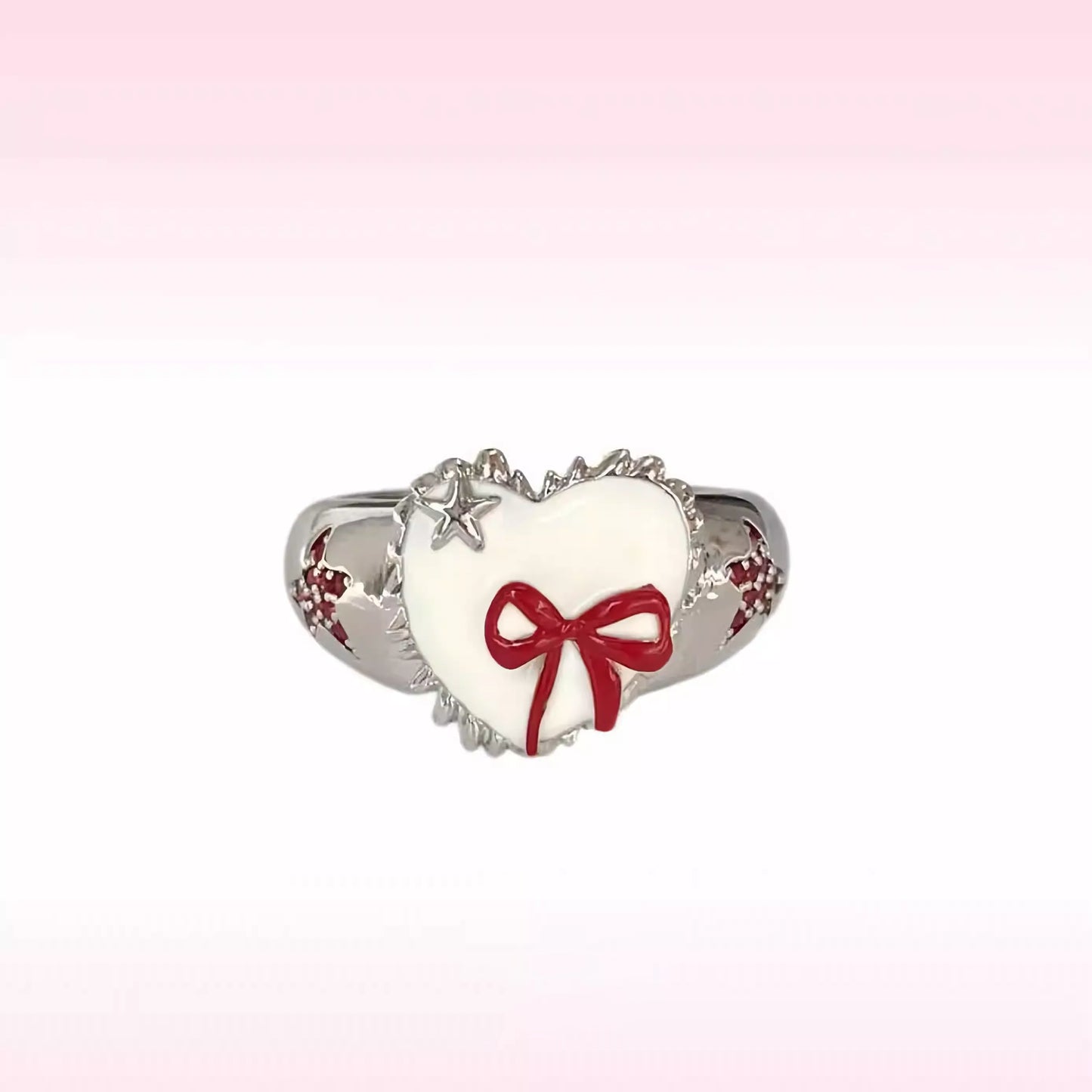 Vintage Heart Bowknot Open Ring