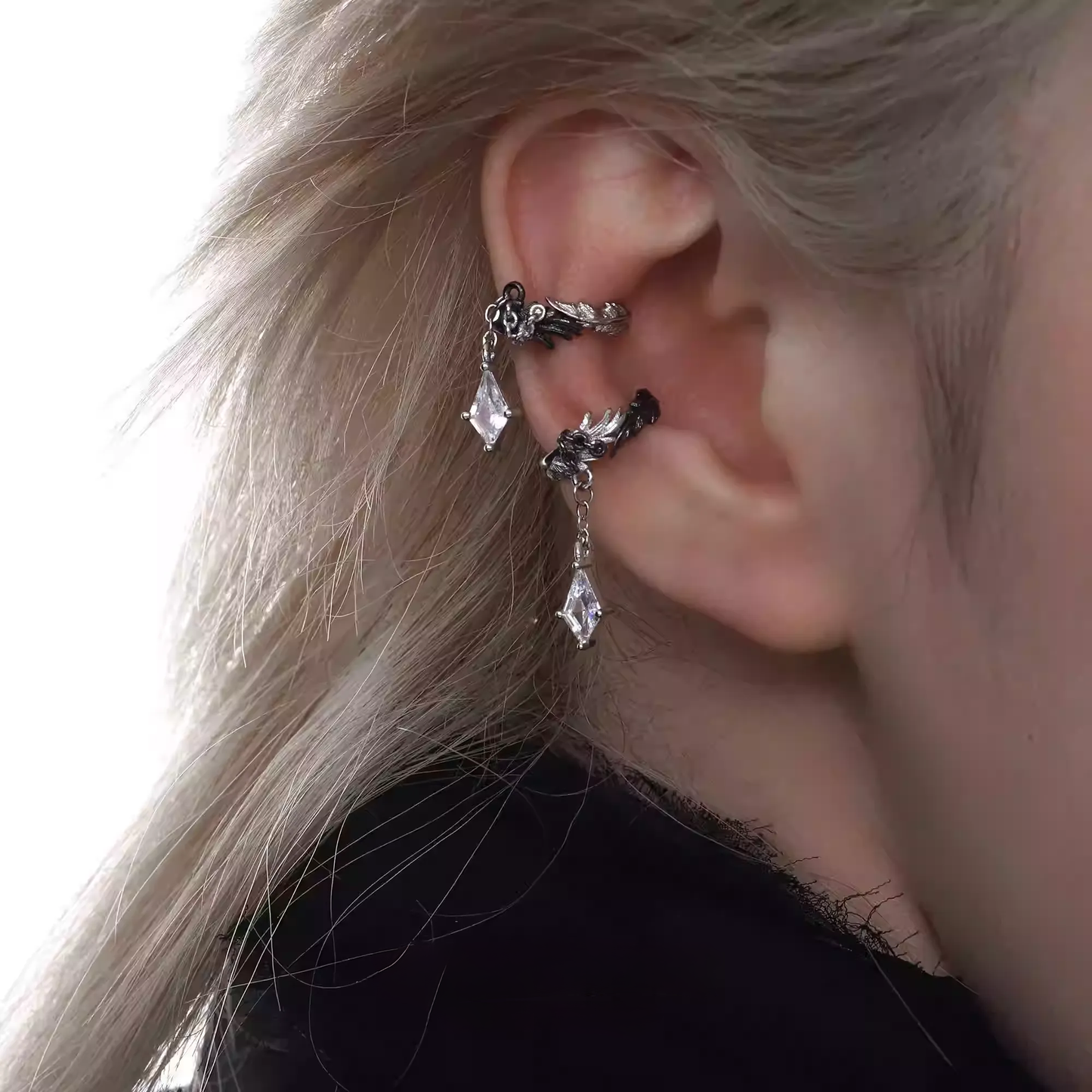 Raven's Tear Ear Clips