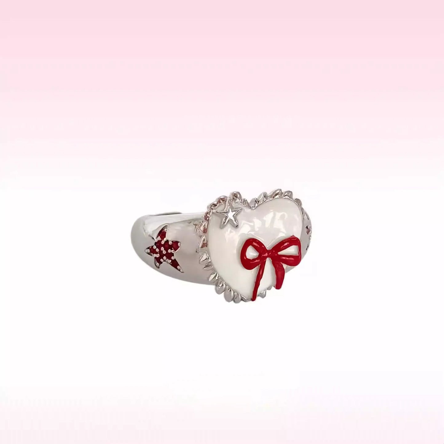 Vintage Heart Bowknot Open Ring