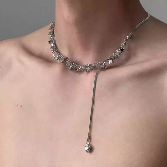 Sparkling Shattered Star Pull-On Sequin Necklace