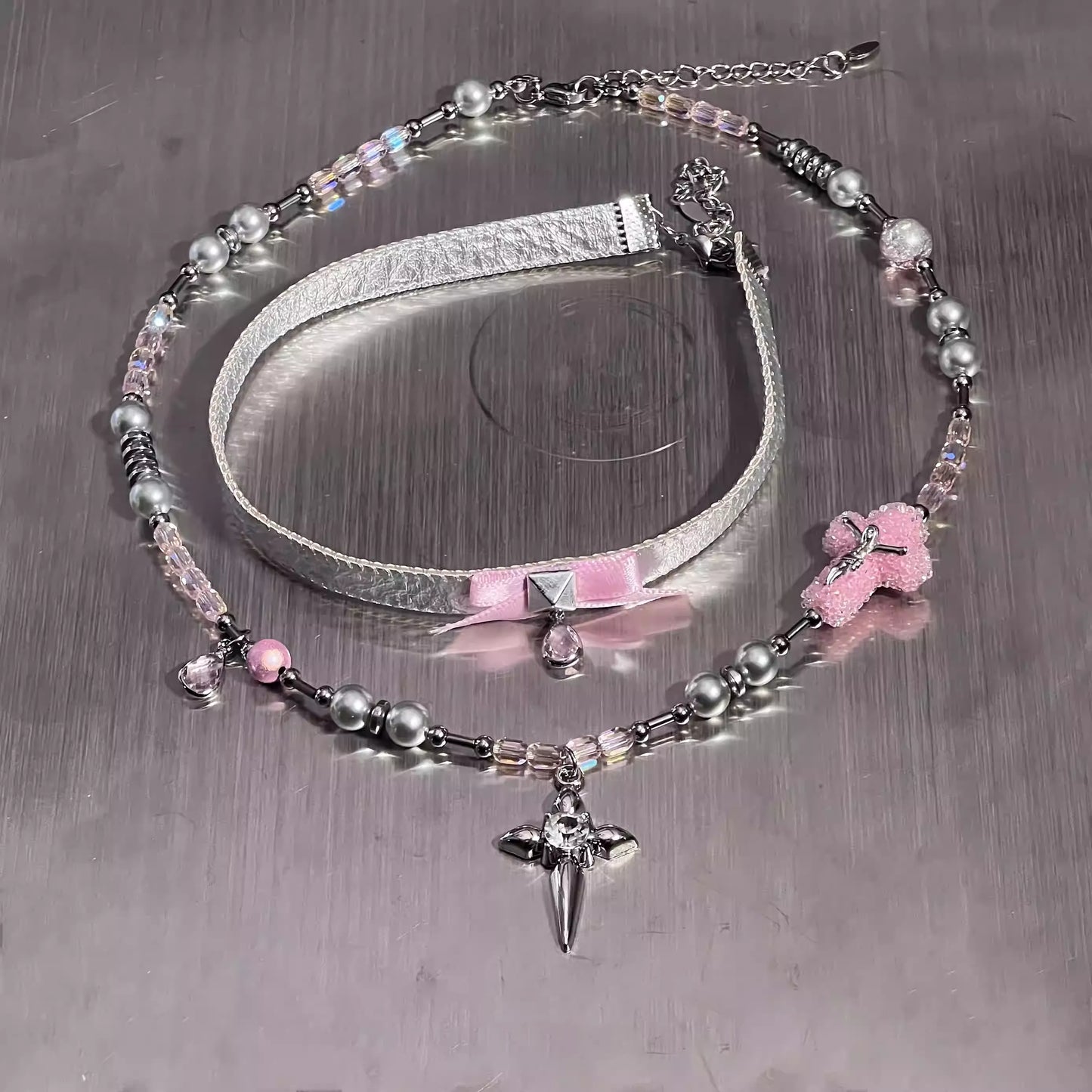 Cyberpunk Cross Necklace (2-Piece Set)