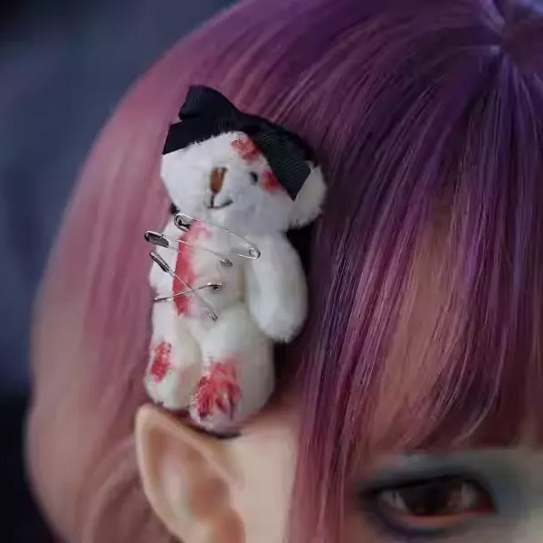 🎃Halloween Series Handmade Bow Bear Hairpin🦇